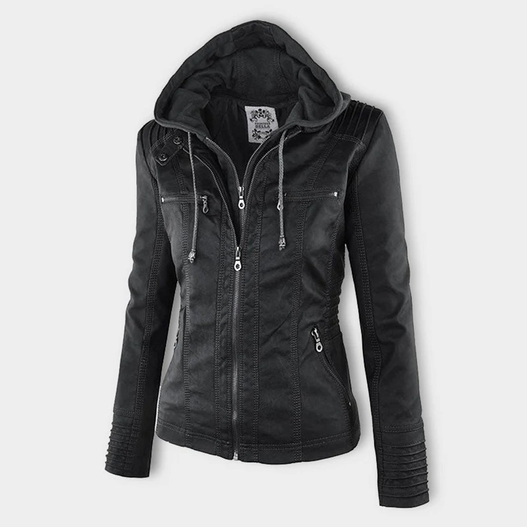 Giulia | Giacca Biker Effetto Pelle con Cappuccio