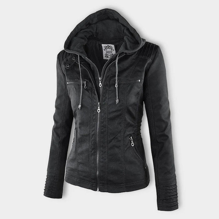 Giulia | Giacca Biker Effetto Pelle con Cappuccio