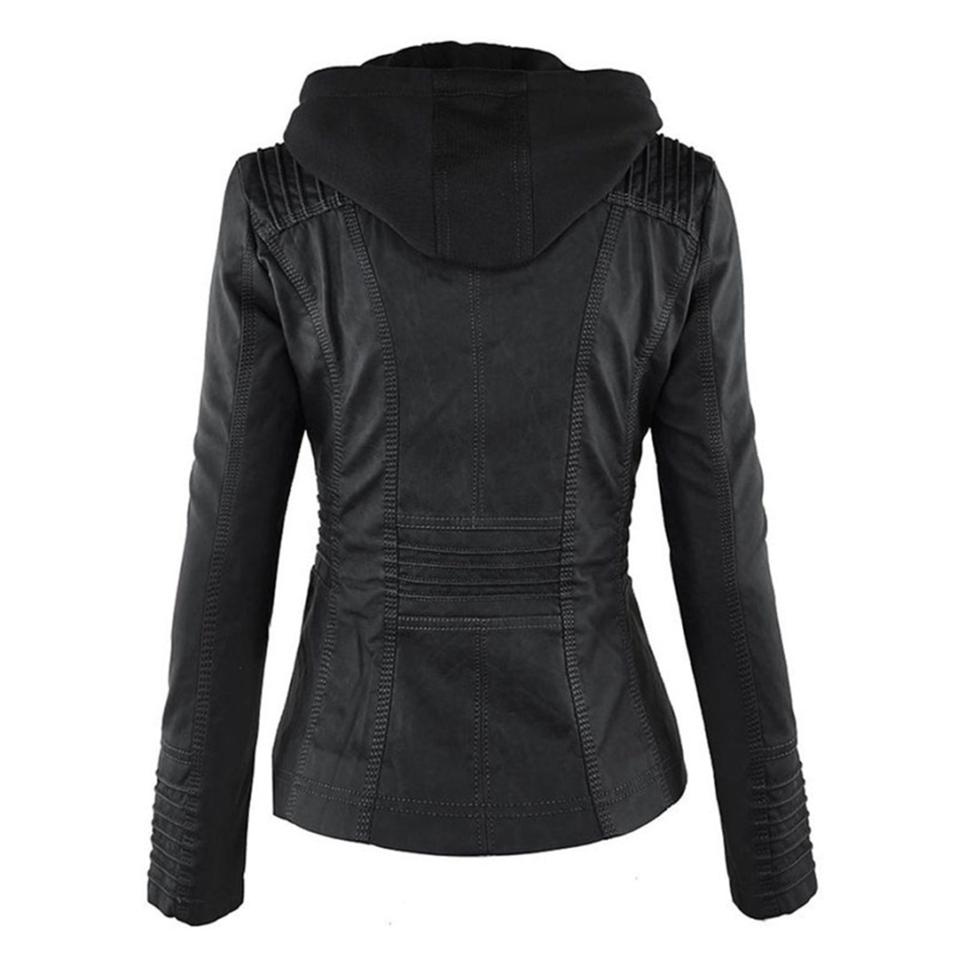Giulia | Giacca Biker Effetto Pelle con Cappuccio