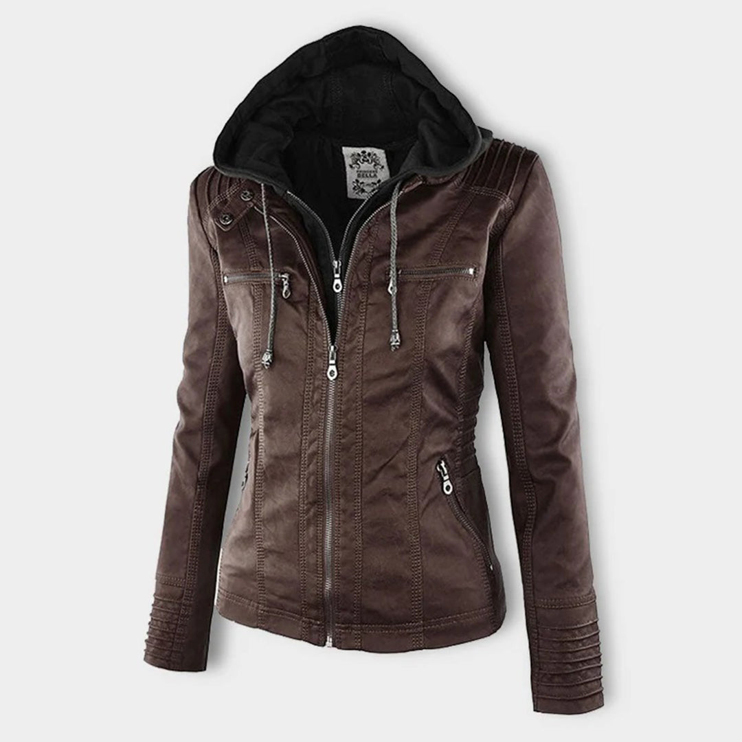 Giulia | Giacca Biker Effetto Pelle con Cappuccio