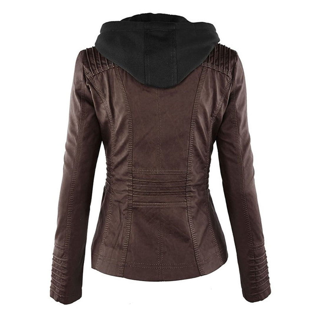 Giulia | Giacca Biker Effetto Pelle con Cappuccio