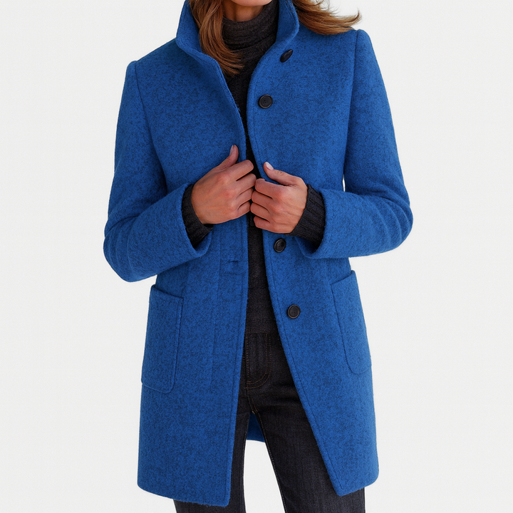 Marta | Cappotto Dritto con Collo Alto e Bottoni