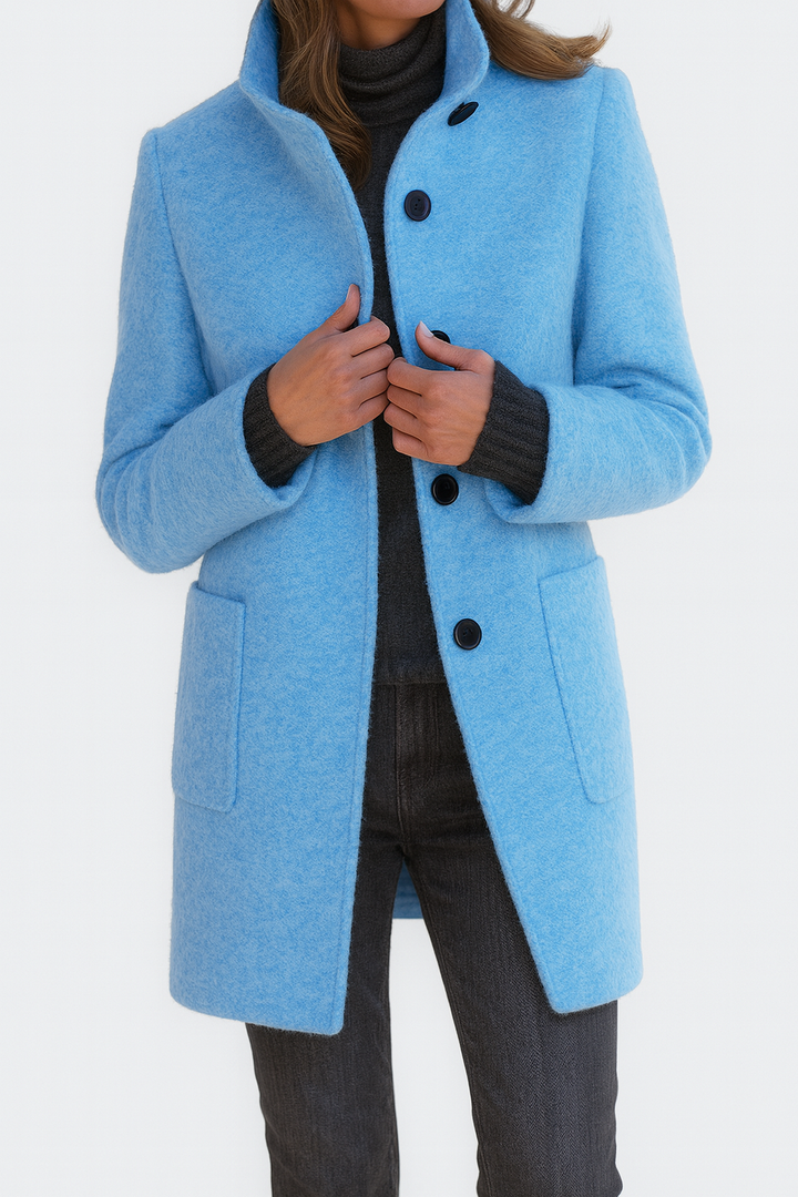 Marta | Cappotto Dritto con Collo Alto e Bottoni
