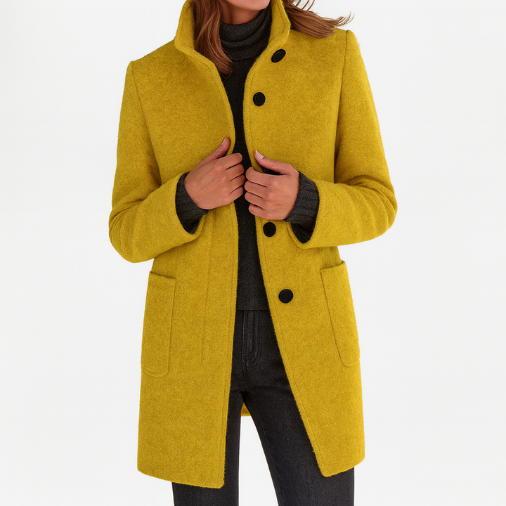Marta | Cappotto Dritto con Collo Alto e Bottoni