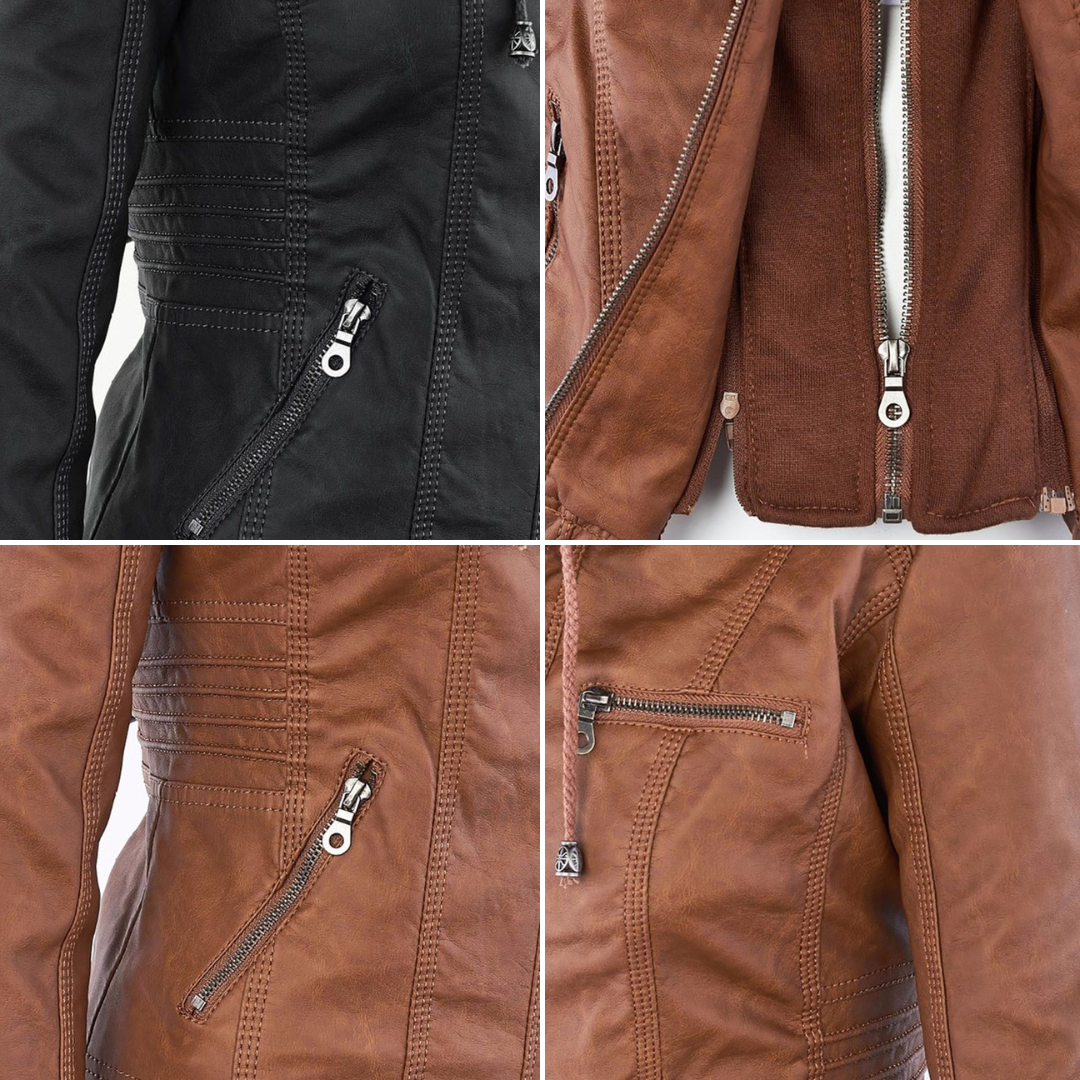 Giulia | Giacca Biker Effetto Pelle con Cappuccio
