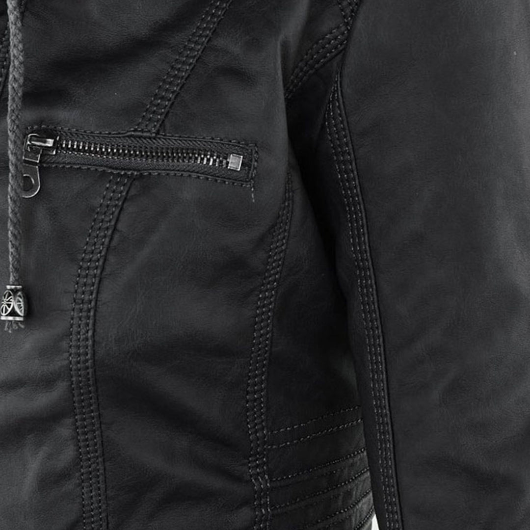 Giulia | Giacca Biker Effetto Pelle con Cappuccio