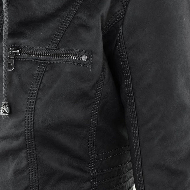 Giulia | Giacca Biker Effetto Pelle con Cappuccio