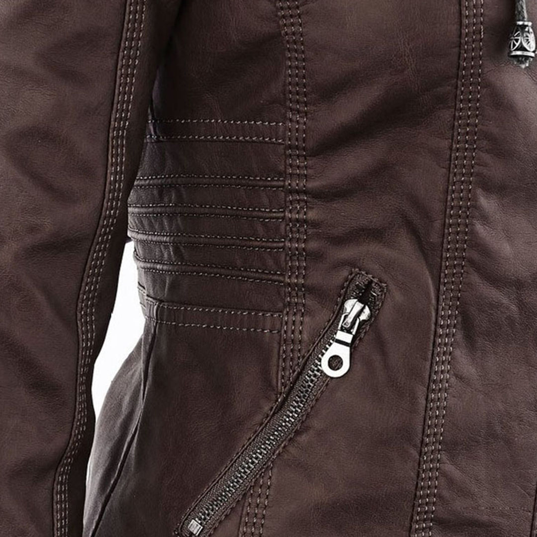 Giulia | Giacca Biker Effetto Pelle con Cappuccio