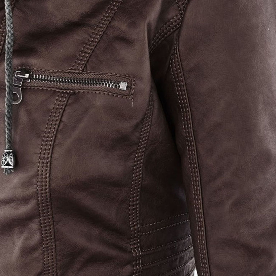 Giulia | Giacca Biker Effetto Pelle con Cappuccio