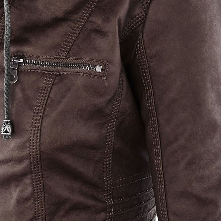 Giulia | Giacca Biker Effetto Pelle con Cappuccio