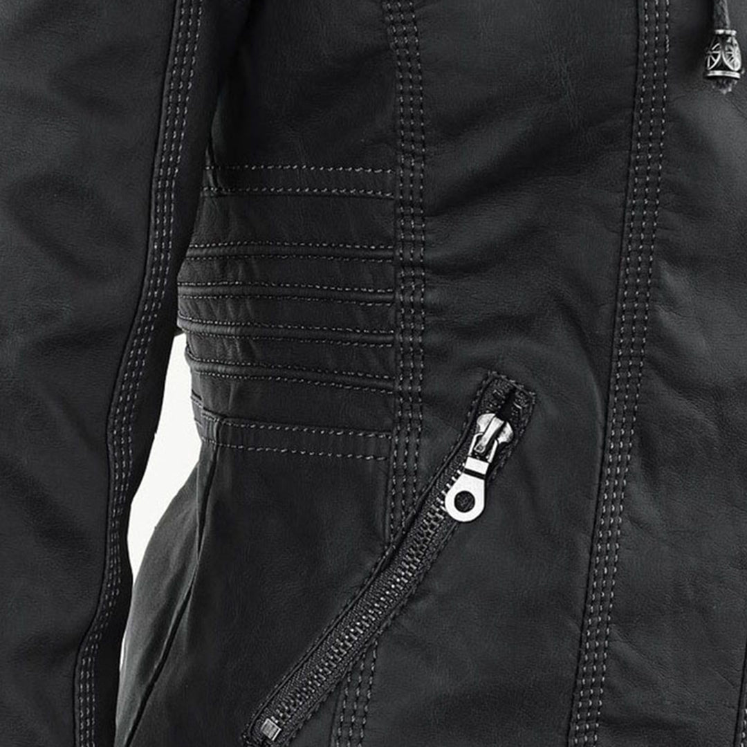 Giulia | Giacca Biker Effetto Pelle con Cappuccio