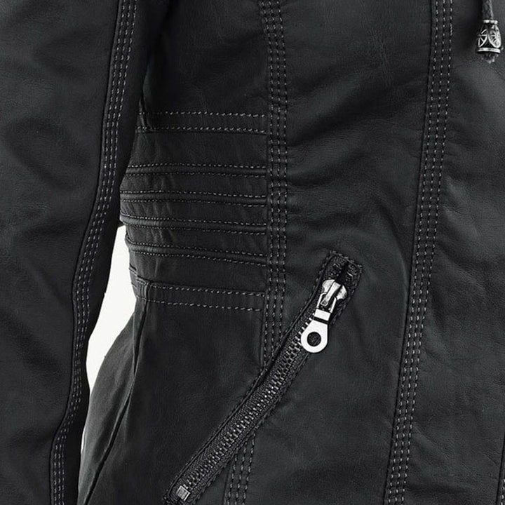 Giulia | Giacca Biker Effetto Pelle con Cappuccio