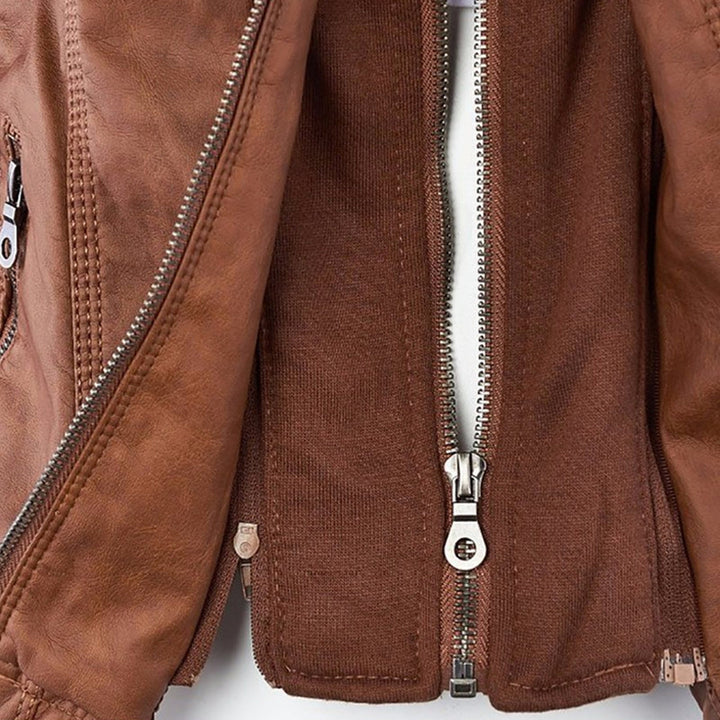 Giulia | Giacca Biker Effetto Pelle con Cappuccio