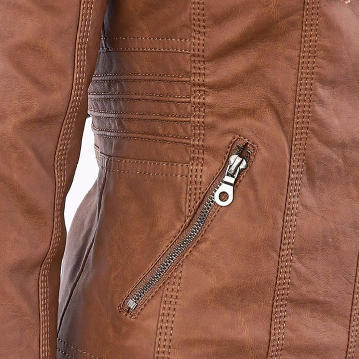 Giulia | Giacca Biker Effetto Pelle con Cappuccio