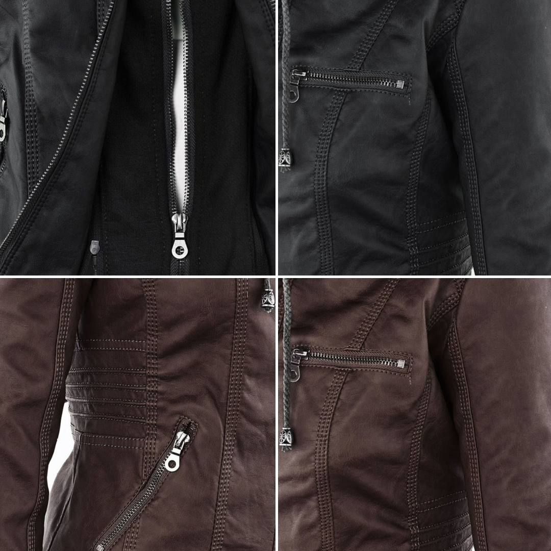 Giulia | Giacca Biker Effetto Pelle con Cappuccio