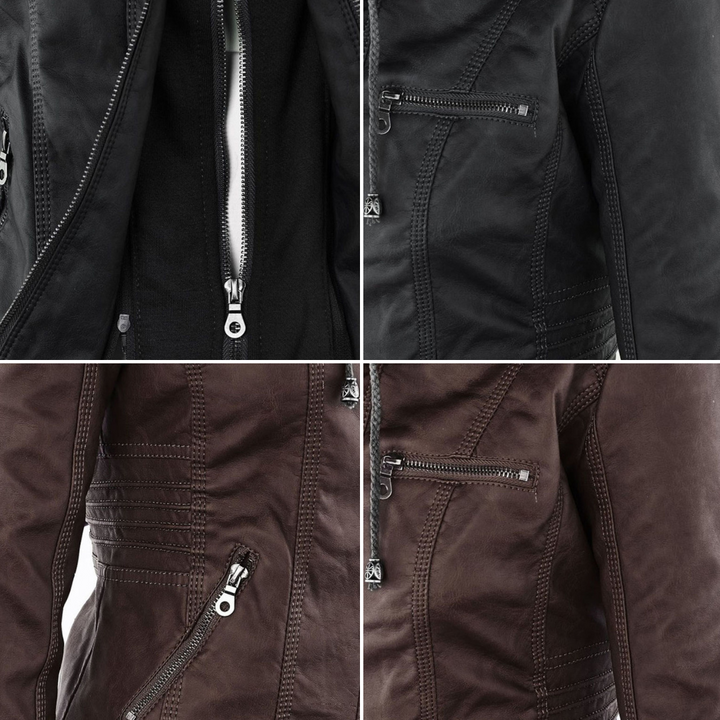 Giulia | Giacca Biker Effetto Pelle con Cappuccio