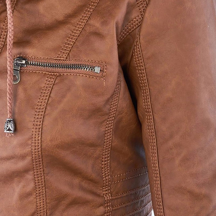 Giulia | Giacca Biker Effetto Pelle con Cappuccio
