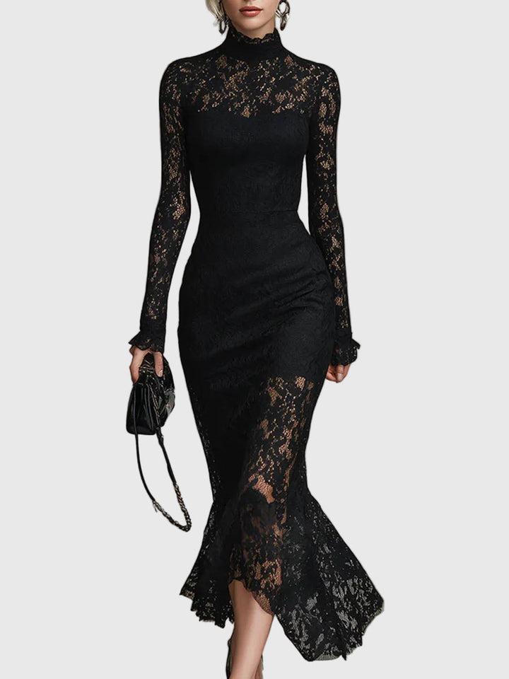 Monica | Elegante Abito Maxi in Pizzo Svasato