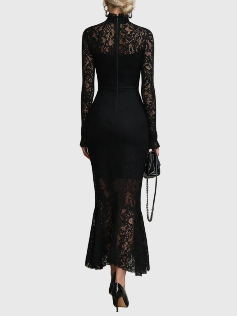 Monica | Elegante Abito Maxi in Pizzo Svasato