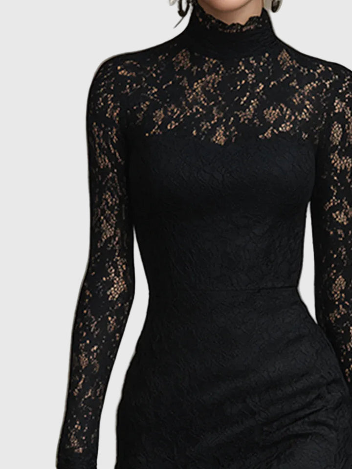 Monica | Elegante Abito Maxi Svasato in Pizzo