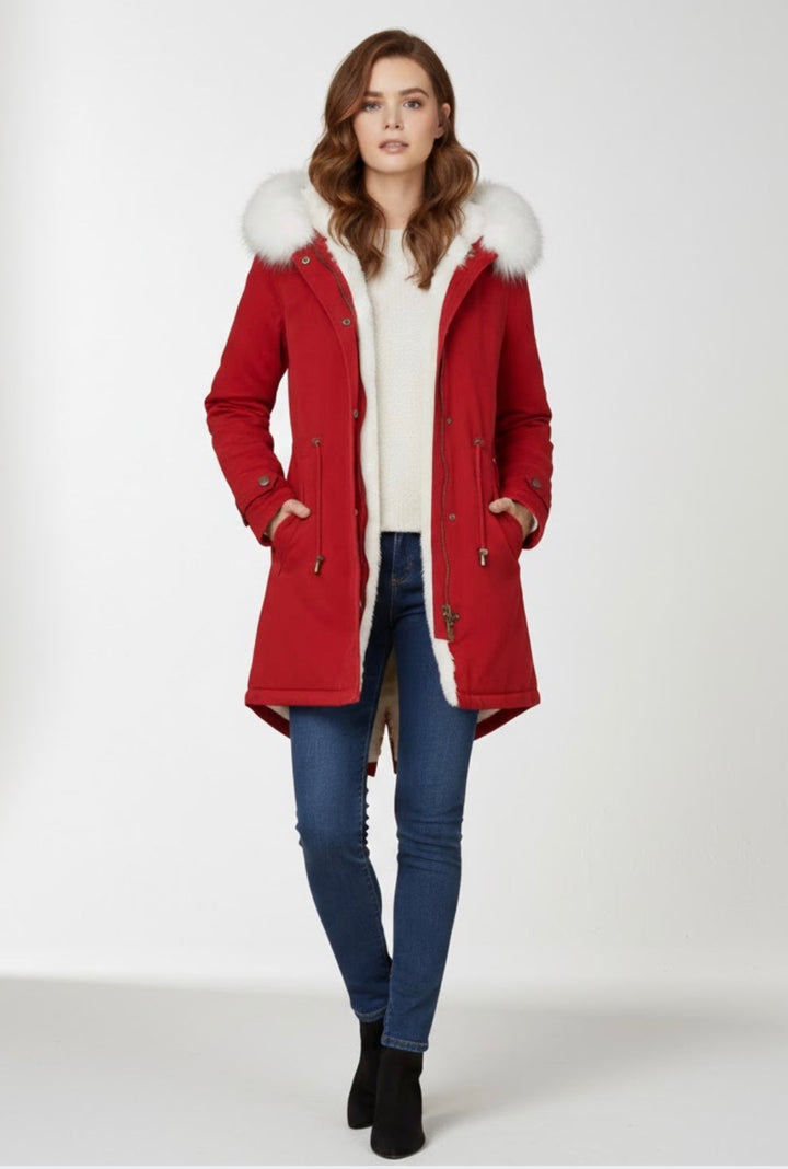 Beatrice | Parka Lungo con Cappuccio in Pelliccia Ecologica