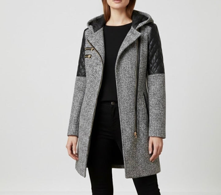 Vittoria | Cappotto con Cappuccio e Inserti Trapuntati