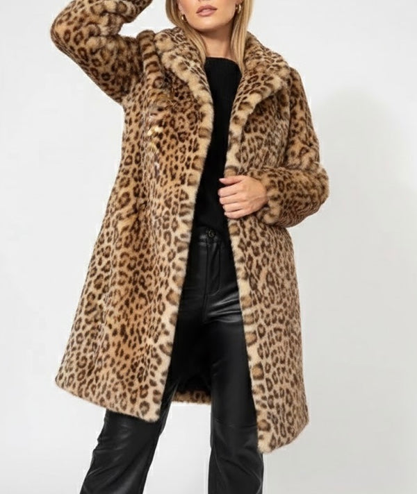 Greta | Cappotto in Pelliccia Ecologica Leopardata
