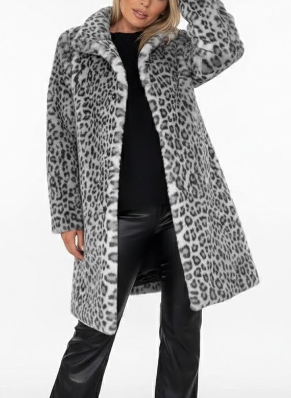 Greta | Cappotto in Pelliccia Ecologica Leopardata