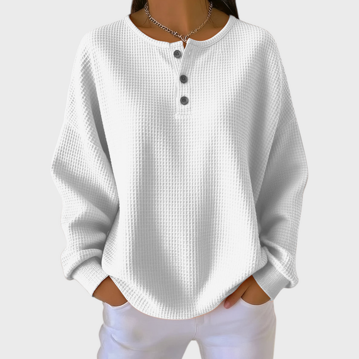 Hélène - Pullover Arancione in Morbido Tessuto a Nido d'Api