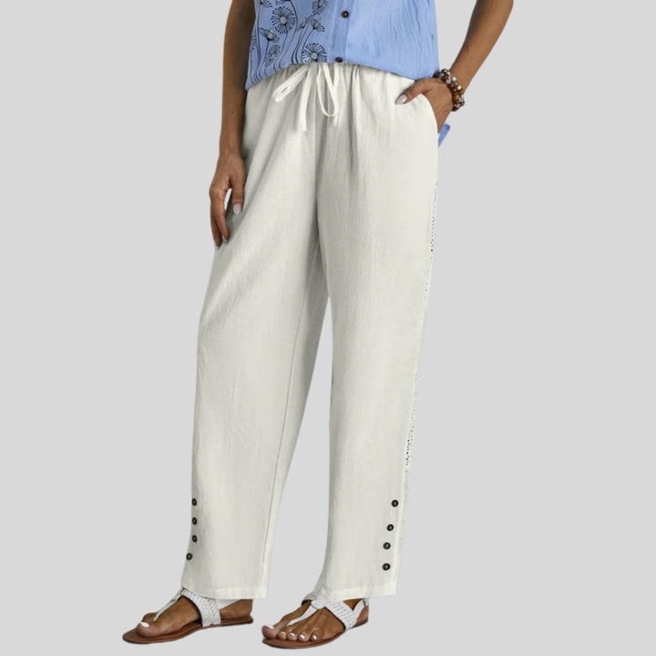 Shania - Pantaloni Relaxed con Chiusura a Bottoni