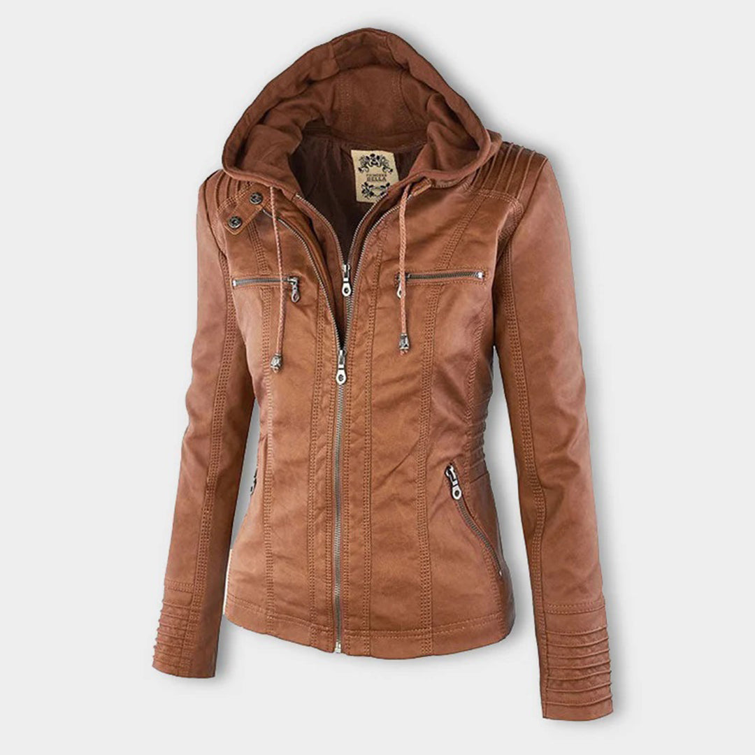 Giulia | Giacca Biker Effetto Pelle con Cappuccio