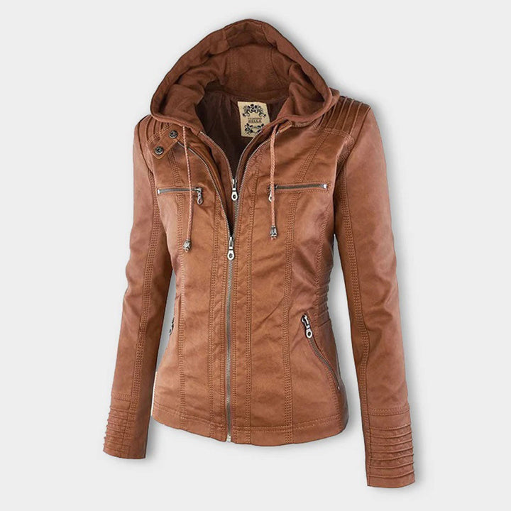 Giulia | Giacca Biker Effetto Pelle con Cappuccio
