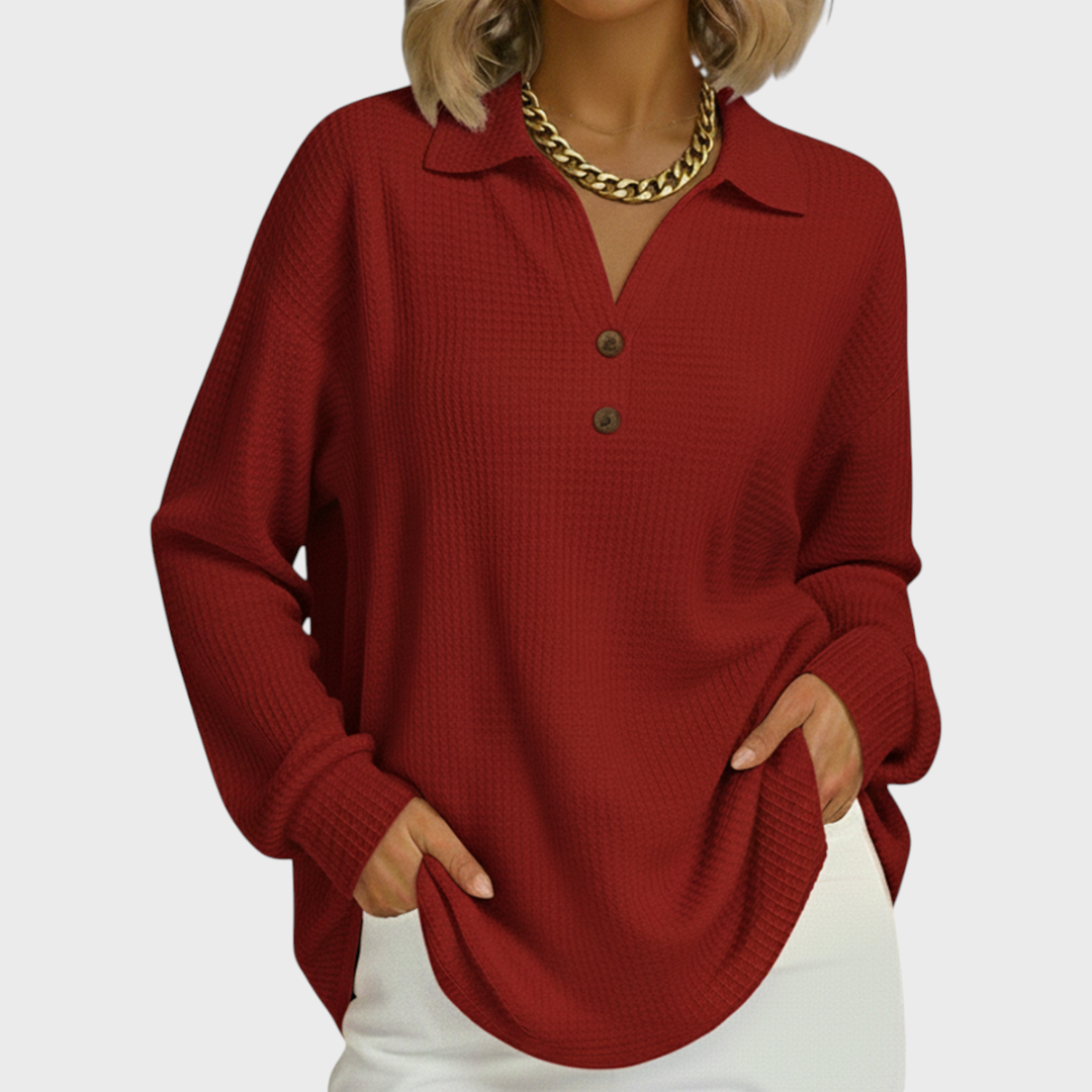Laura - Maglione arancione con colletto polo