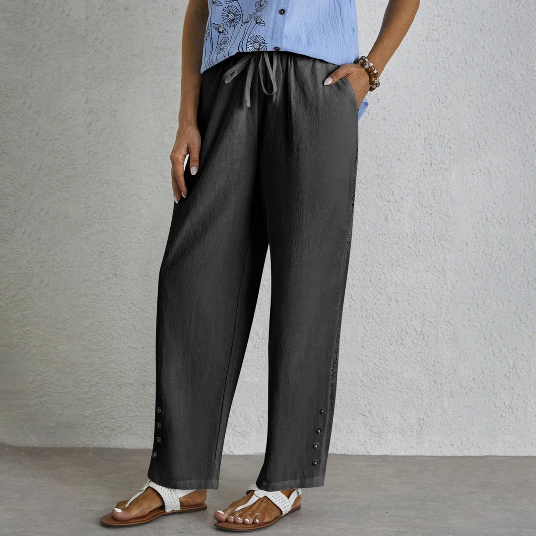 Shania - Pantaloni Relaxed con Chiusura a Bottoni