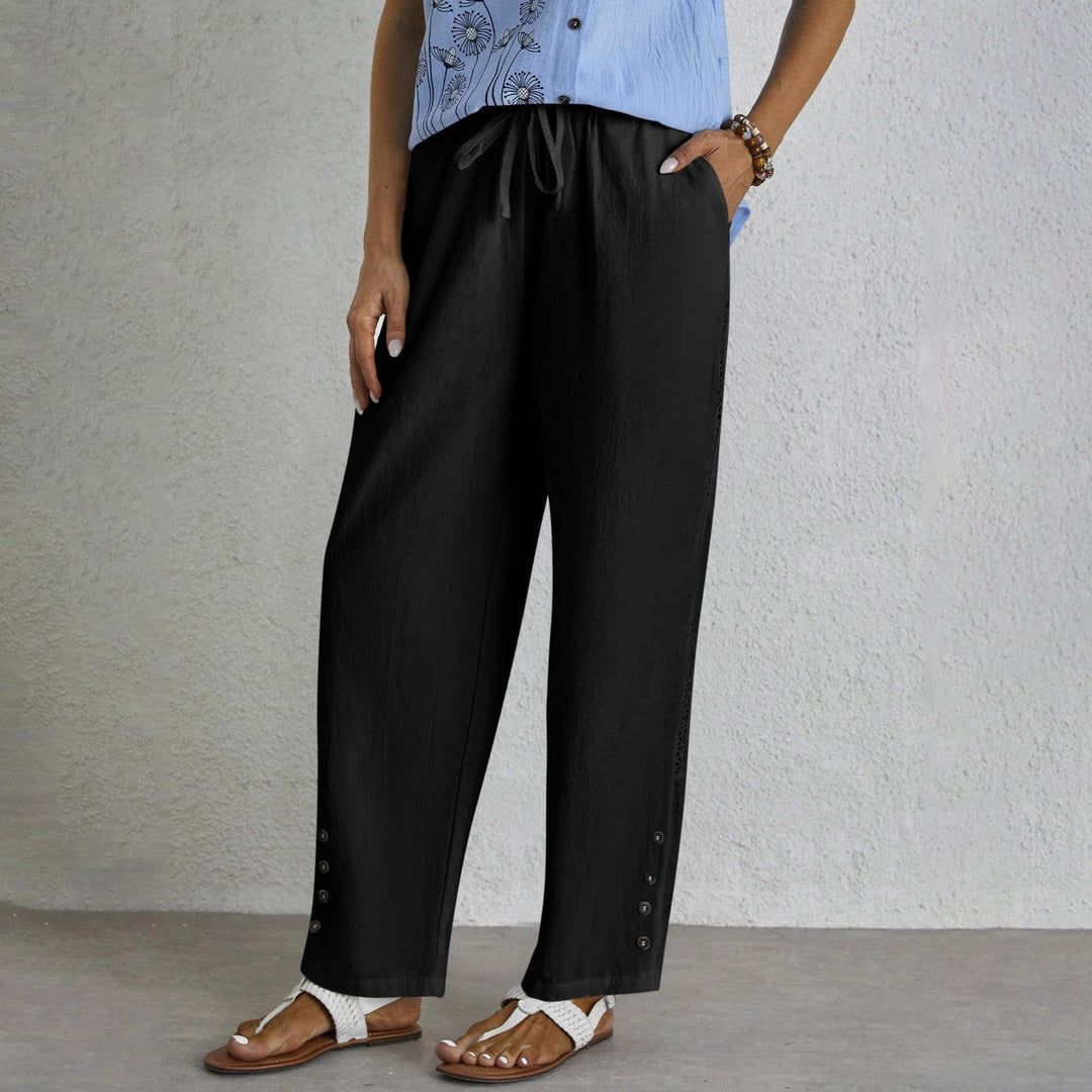 Shania - Pantaloni Relaxed con Chiusura a Bottoni