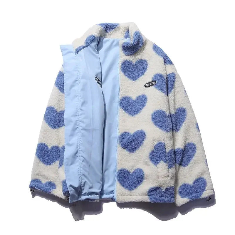 Ottavia | Giacca Teddy Reversibile con Motivo a Cuori