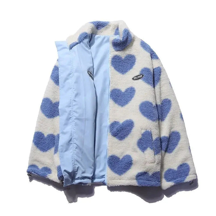 Ottavia | Giacca Teddy Reversibile con Motivo a Cuori