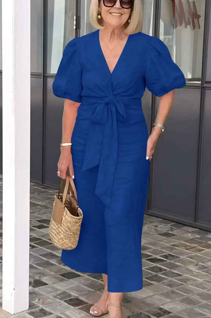 LYNORA | Elegante Abito Midi con Scollo a V
