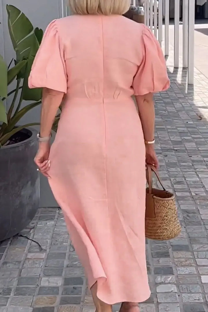 LYNORA | Elegante Abito Midi con Scollo a V