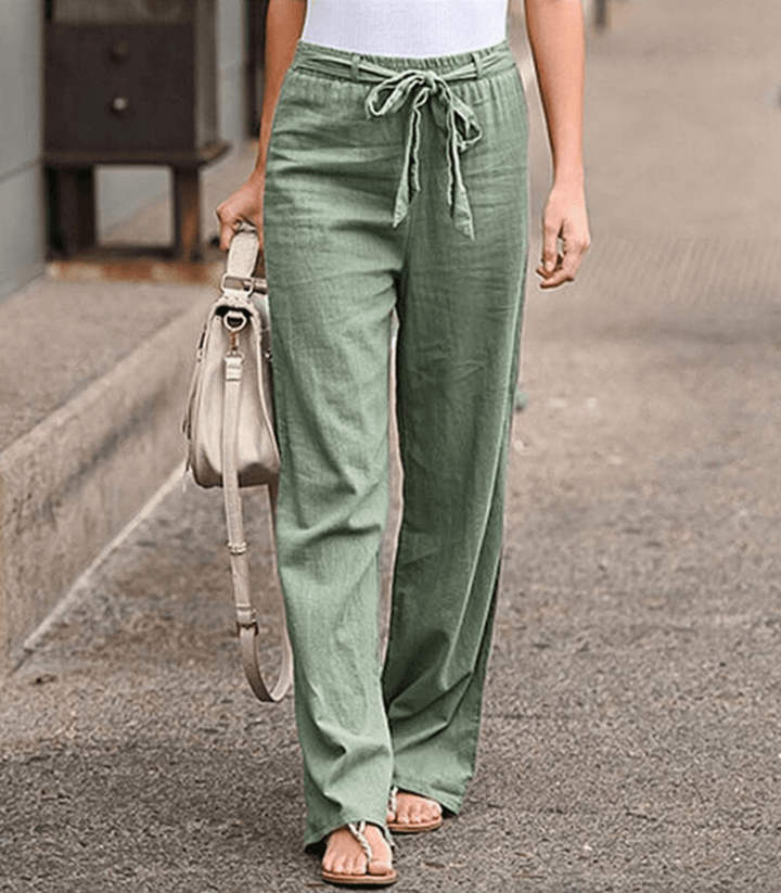 Joleen - Pantaloni Donna Relax con Corda e Vita Elasticizzata