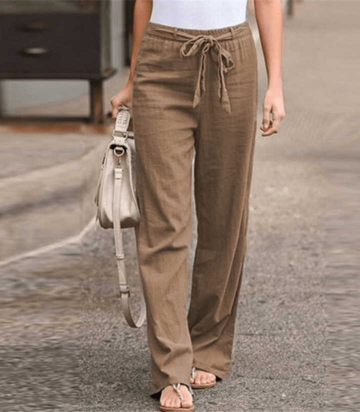 Joleen - Pantaloni Donna Relax con Corda e Vita Elasticizzata