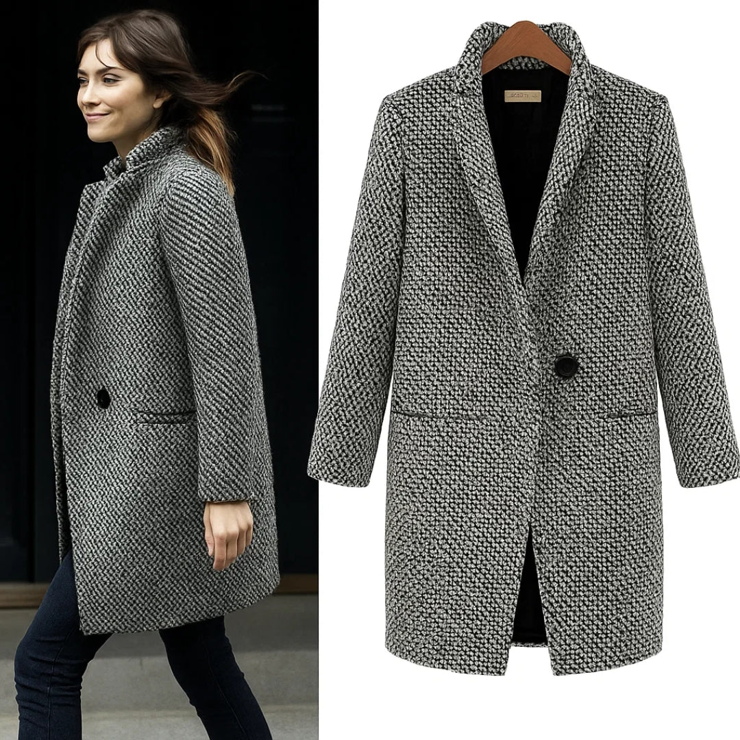 Federica | Cappotto Bouclé Monopetto con Revers
