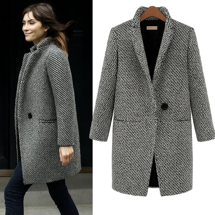 Federica | Cappotto Bouclé Monopetto con Revers