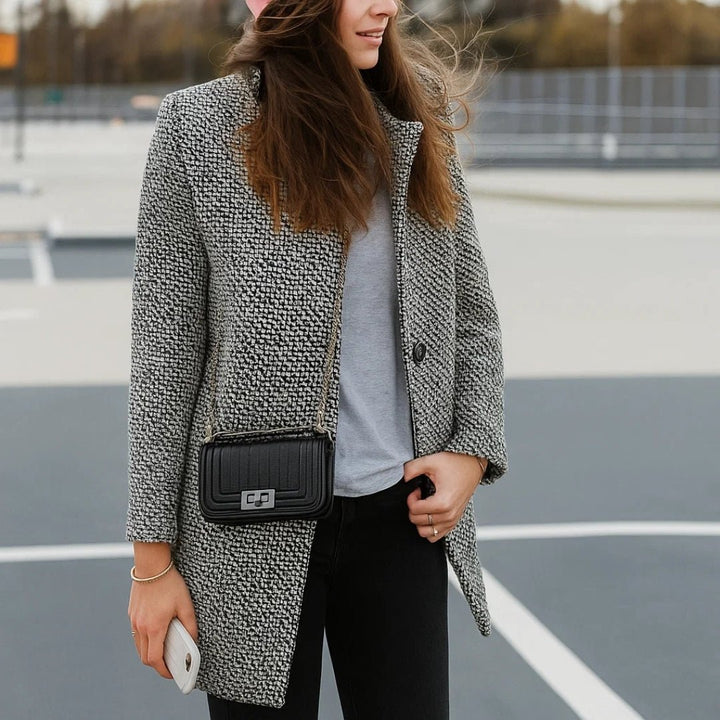 Federica | Cappotto Bouclé Monopetto con Revers