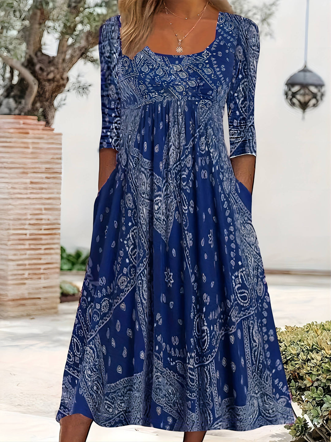 ELOWEN | Abito Midi Casual con Maniche Lunghe