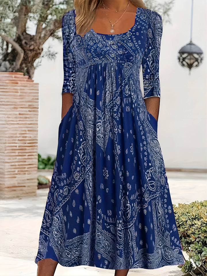 ELOWEN | Abito Midi Casual con Maniche Lunghe