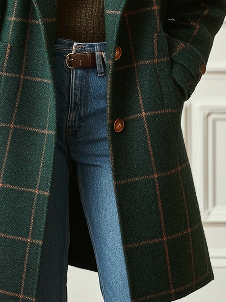 Caterina | Cappotto a Quadri con Revers Classici