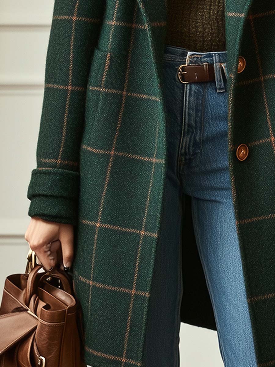 Caterina | Cappotto a Quadri con Revers Classici