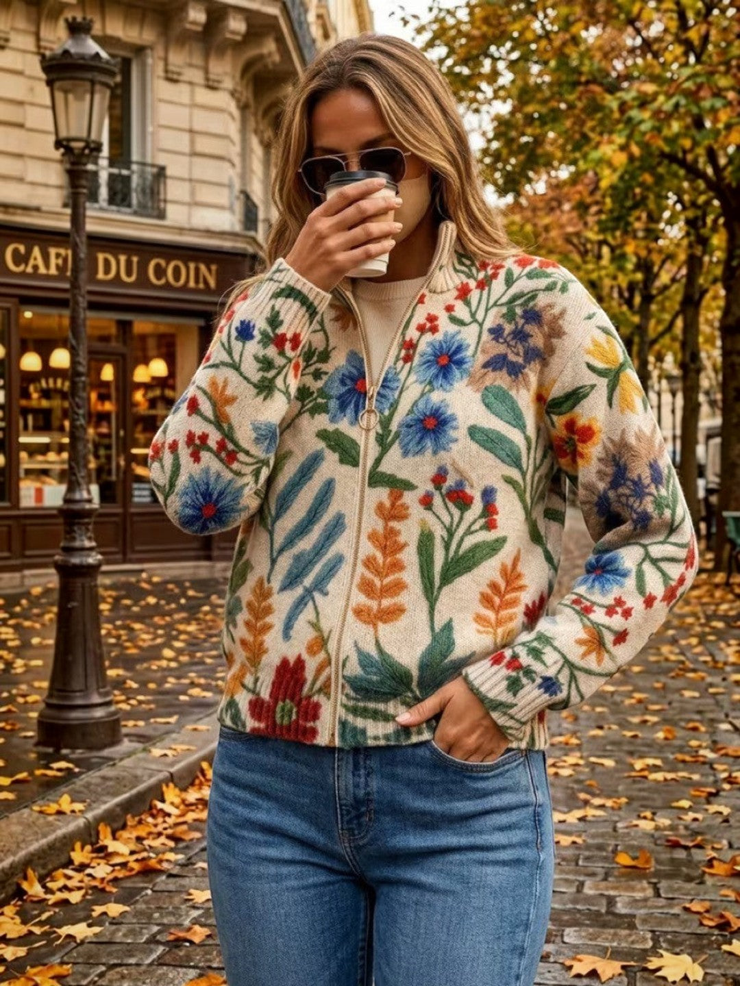 Birgit | Cardigan con Stampa Floreale Botanica