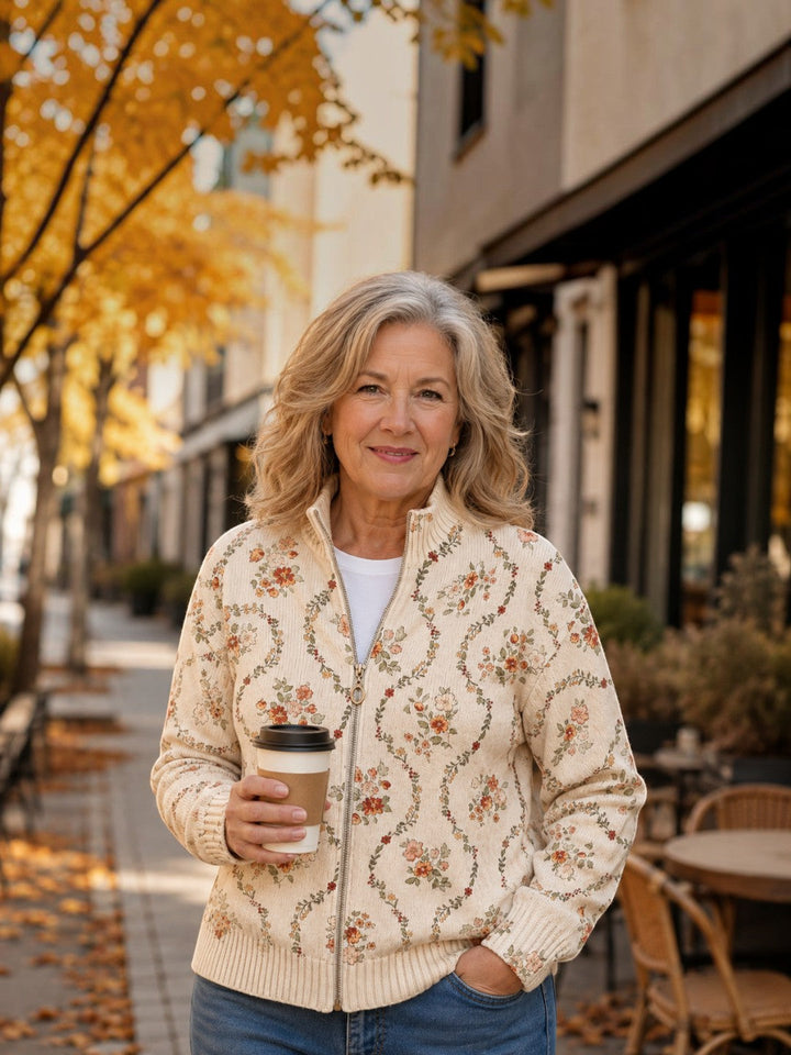 Ingrid | Cardigan con eleganti motivi floreali